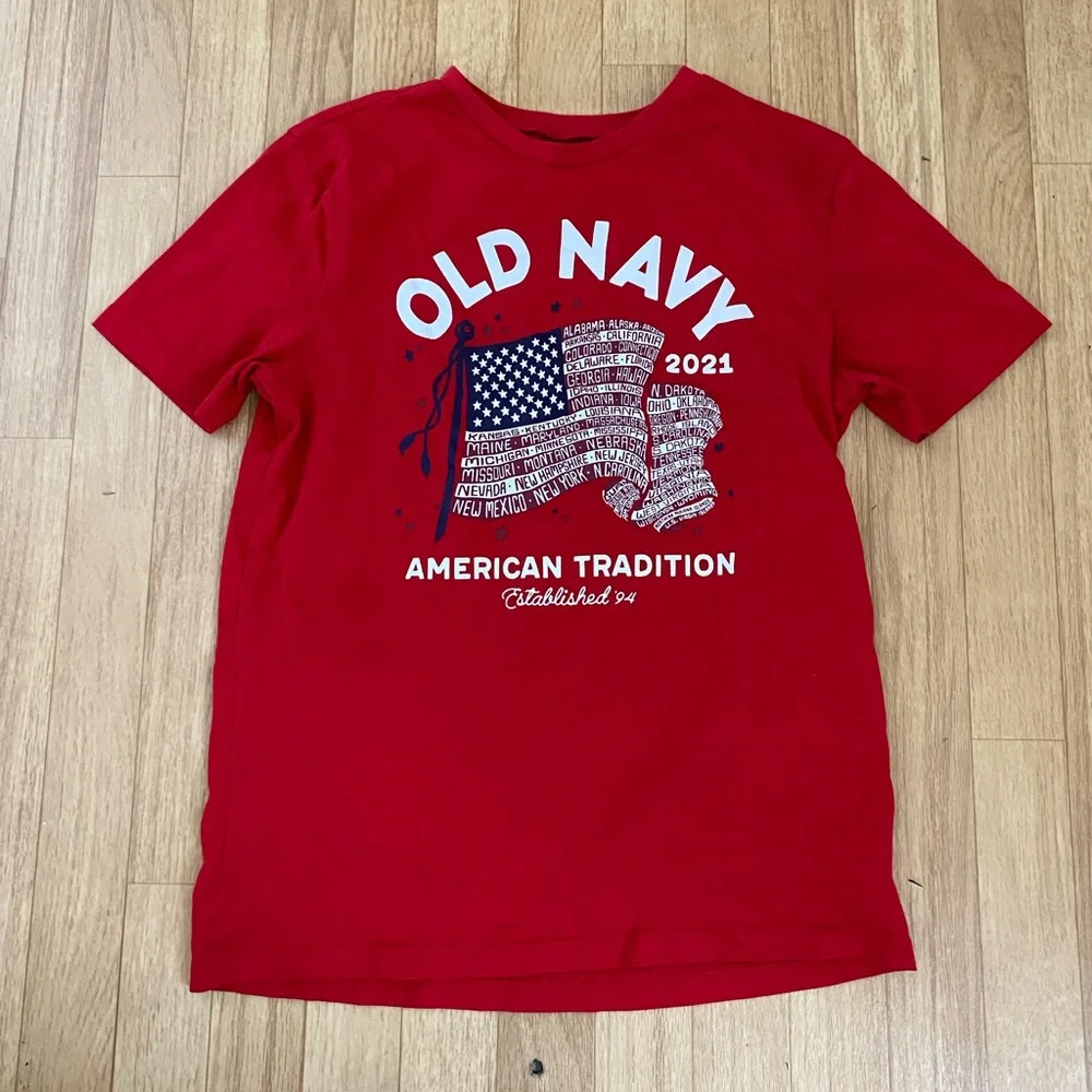 OLD NAVY Boys Patriotic Red T-Shirt Size XL